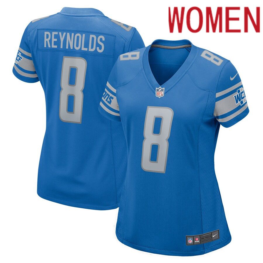 Women Detroit Lions #8 Josh Reynolds Nike Blue Player Game NFL Jersey->customized nfl jersey->Custom Jersey